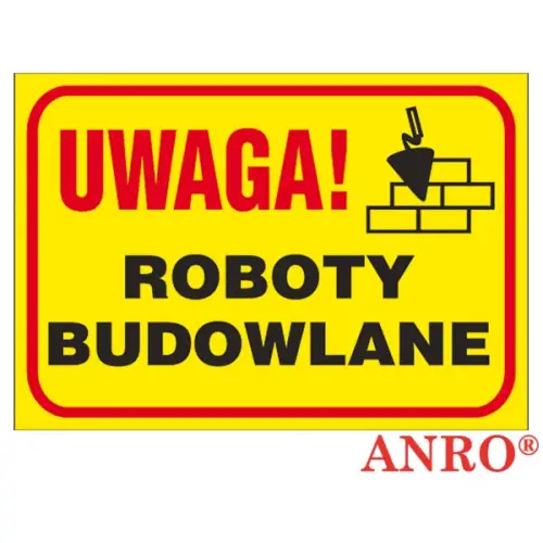 Tablice budowlane „Uwaga! Roboty budowlane ”  Z-TB7 P 250X350
